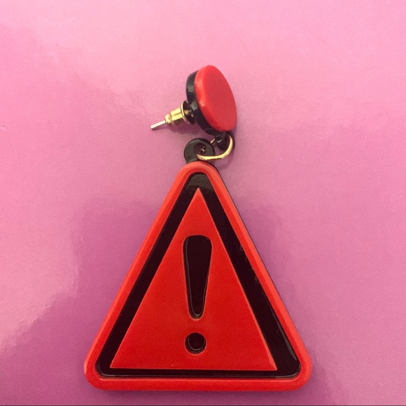 Caution Exclamation Point / Question Mark Earrings - Picture 3 of 3